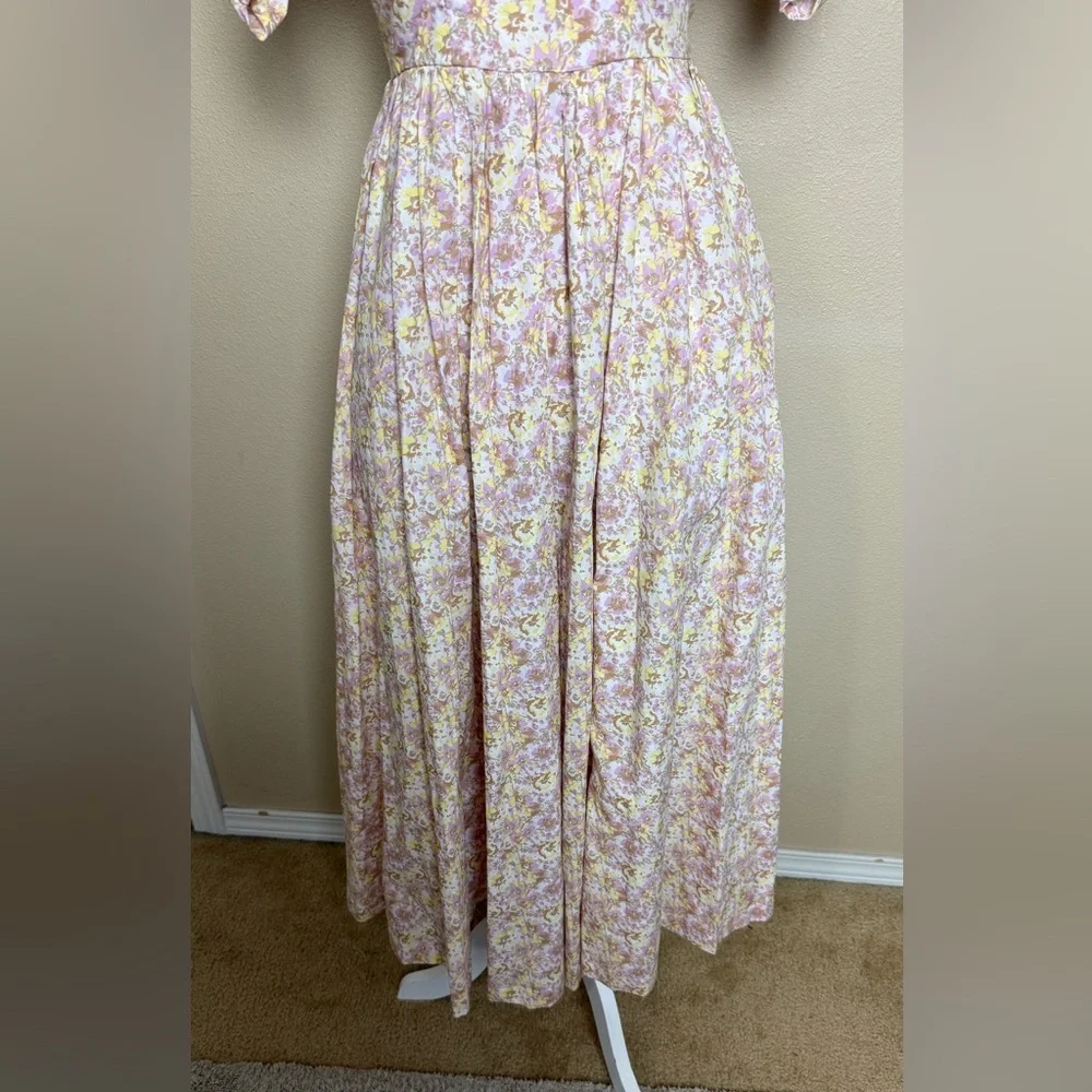 Free People She’s a Dream Floral Print Puff Sleeve Midi Dress Size 2 - Picture 7 of 15